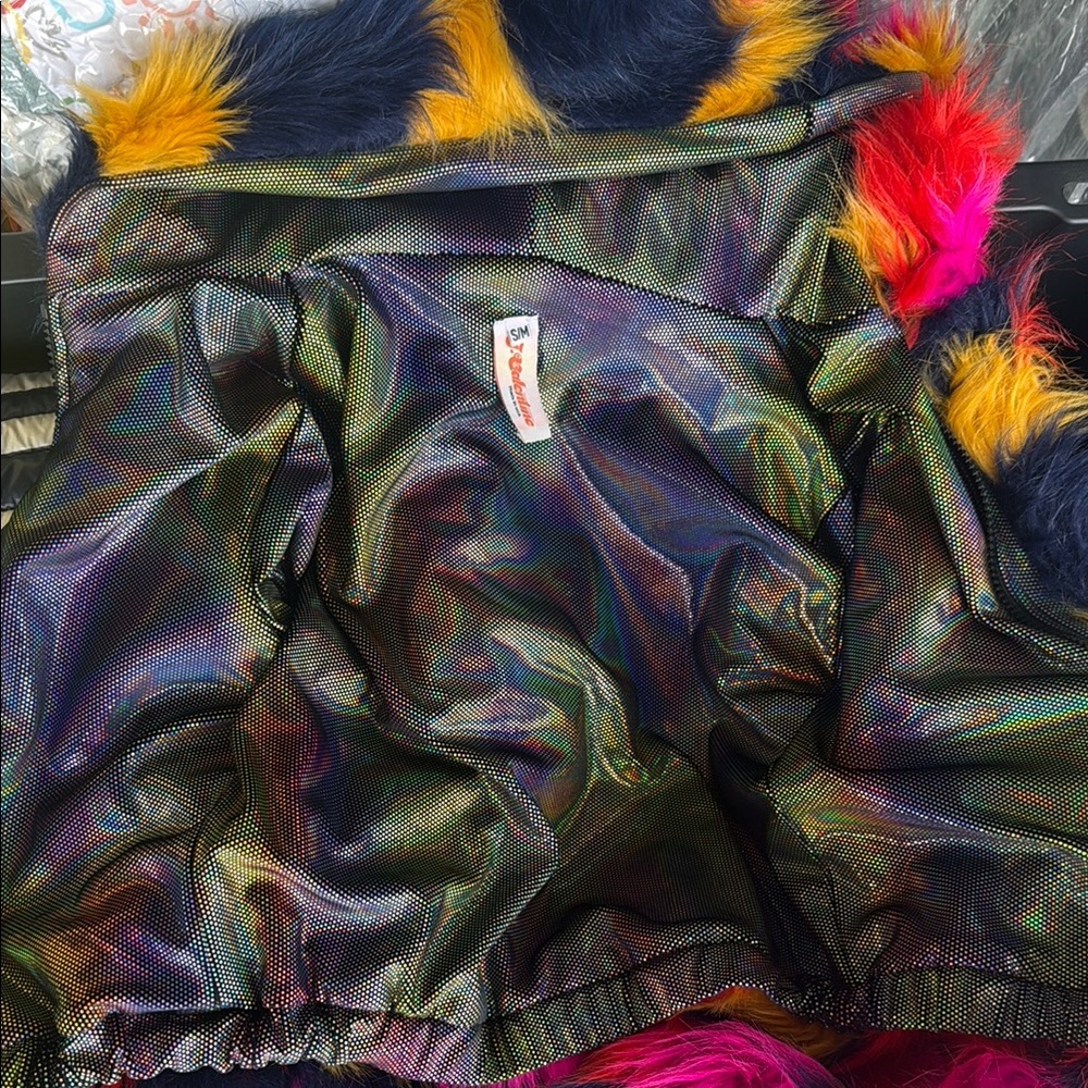 Pink and Yellow Teddy Jacket with Bold Color Blocking - Picture 4 of 4